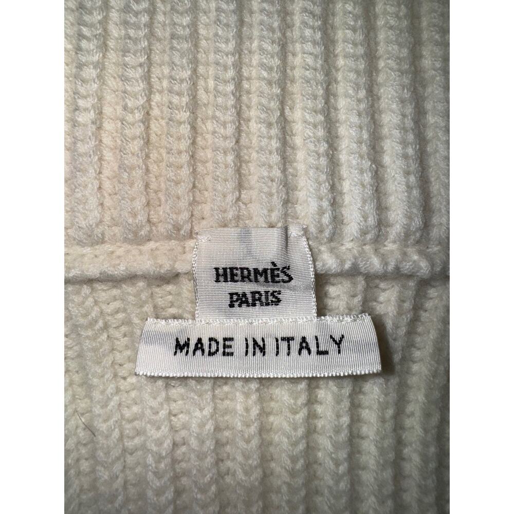 Hermes H Pocket Logo Blanc Zip Up Zipper Cardigan Sweater Wool Knit Jacket 38 - Picture 16 of 16
